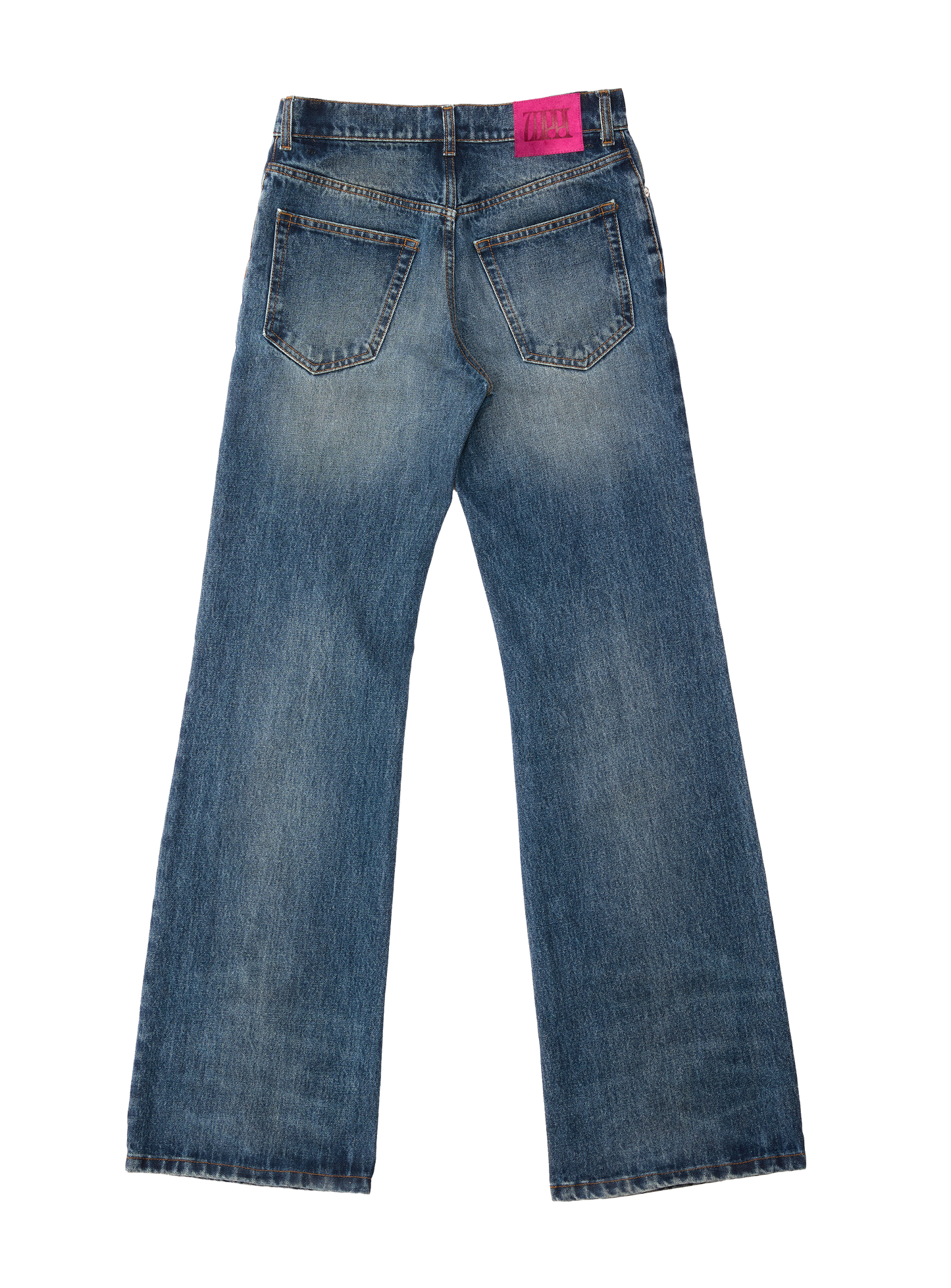 FLAIR CUT DENIM MID BLUE