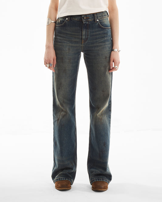 FLAIR CUT DENIM DIRTY BLUE