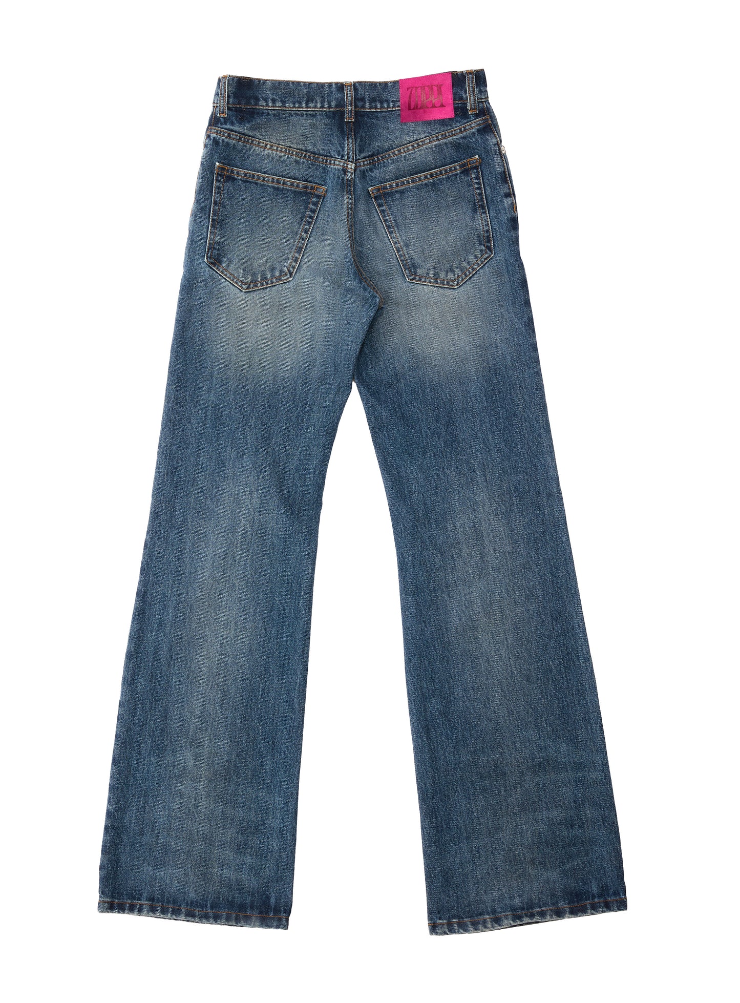 FLAIR CUT DENIM MID BLUE