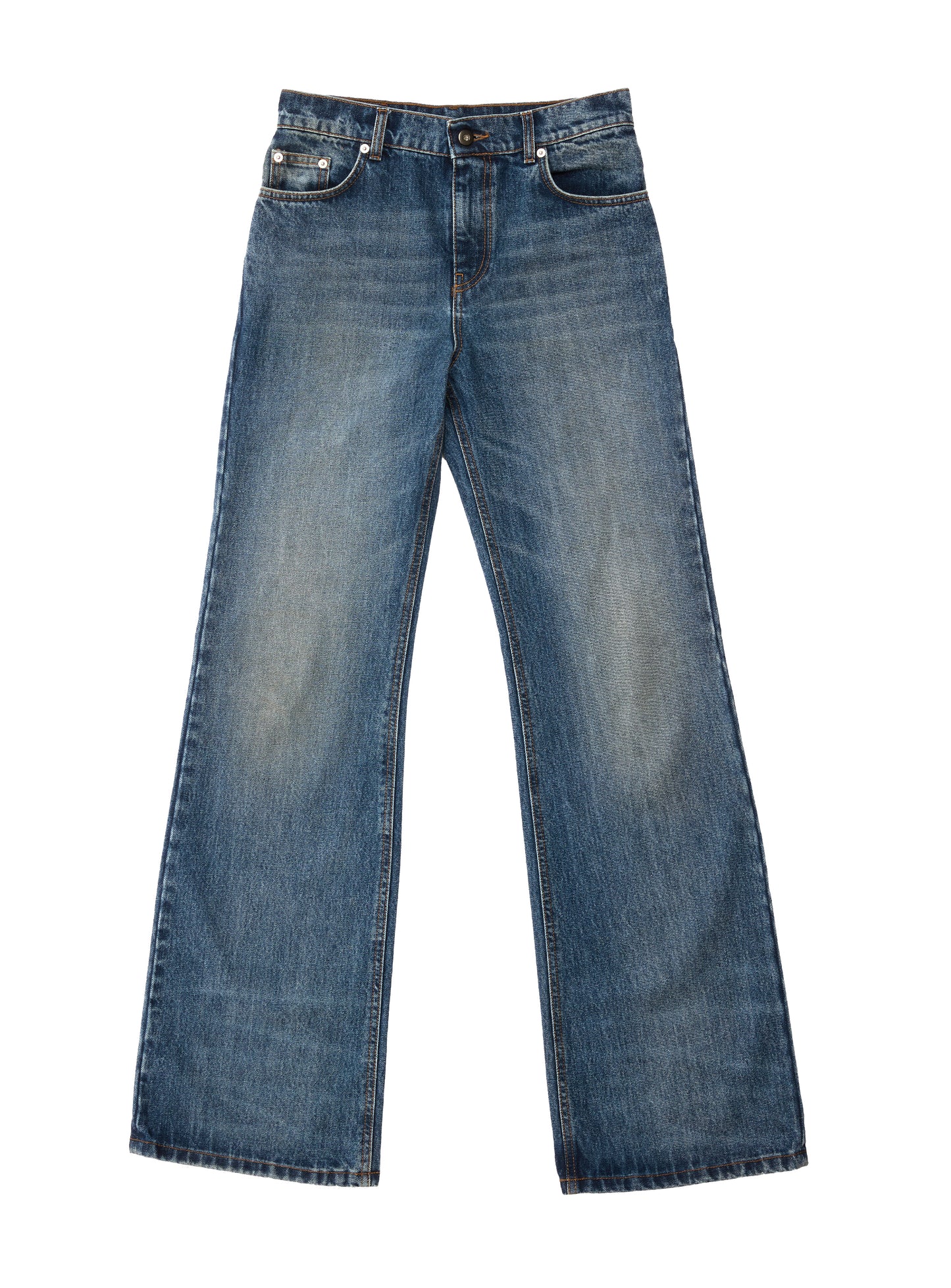 FLAIR CUT DENIM MID BLUE