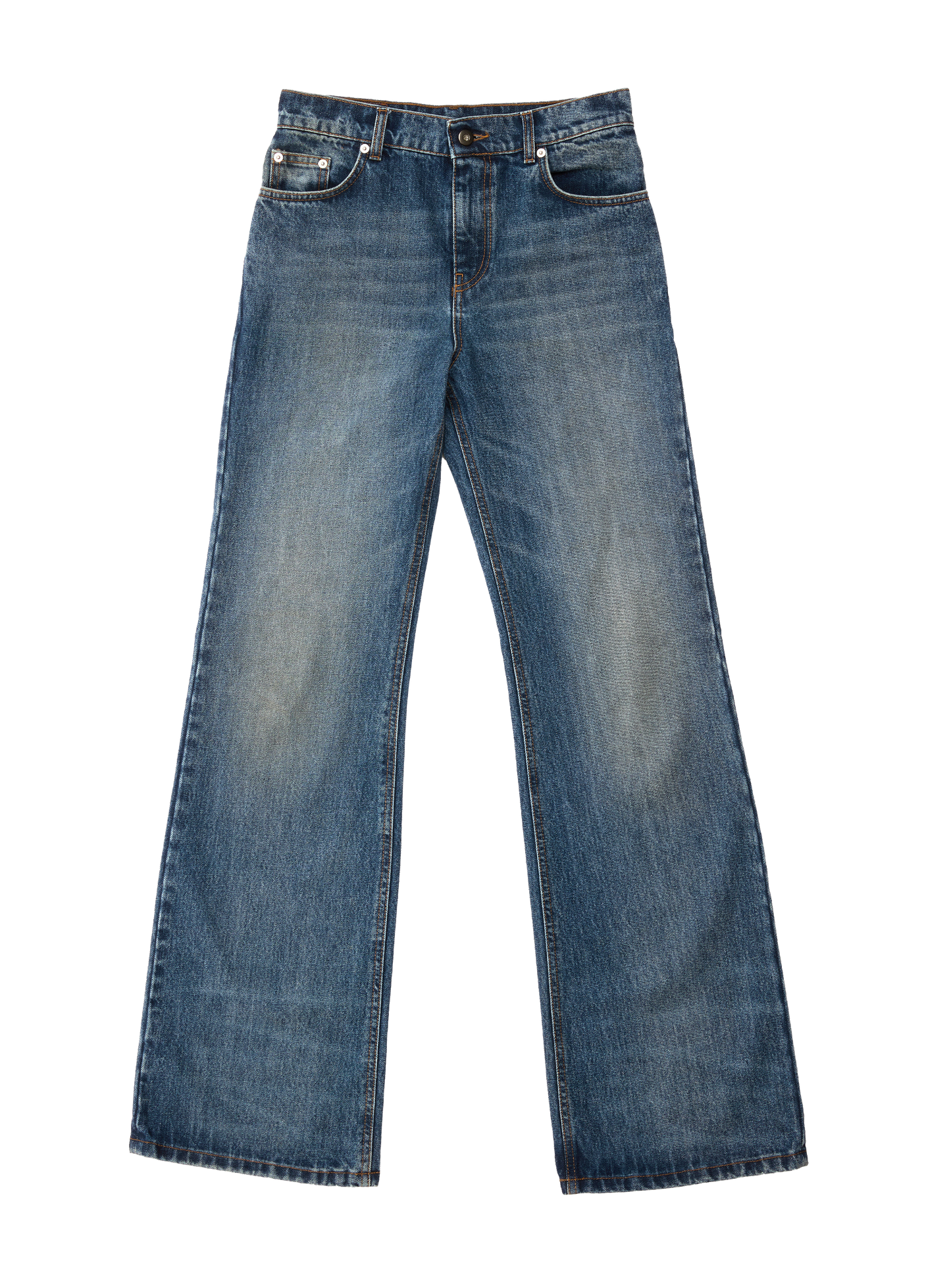 FLAIR CUT DENIM MID BLUE