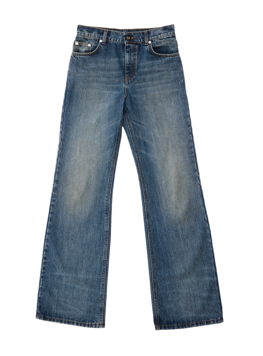 FLAIR CUT DENIM MID BLUE