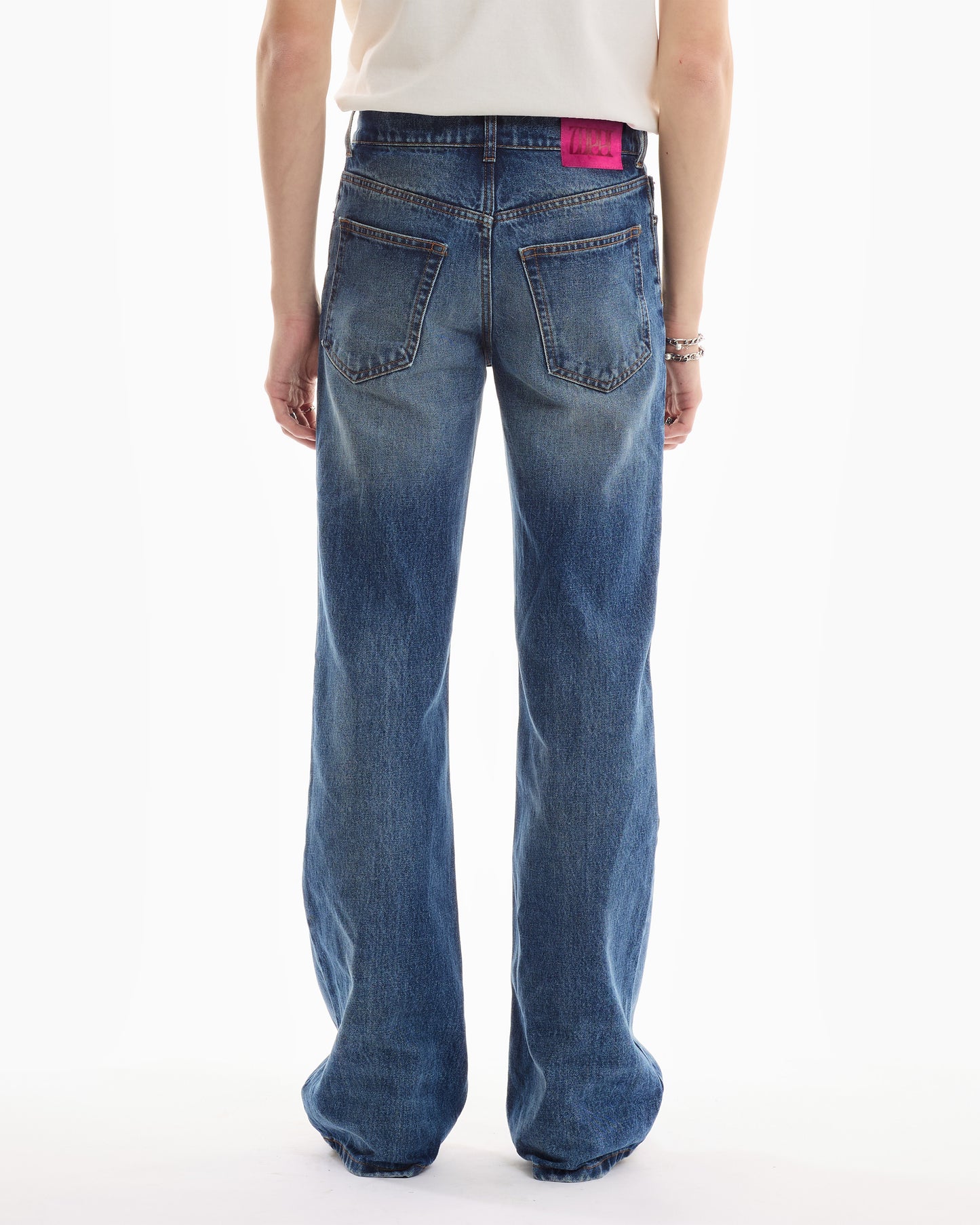 FLAIR CUT DENIM MID BLUE